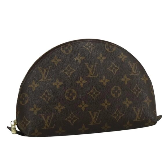 LOUIS VUITTON Monogram Trousse Demi Ronde Cosmetic Pouch M47520 LV Auth 110615 - Picture 1 of 16